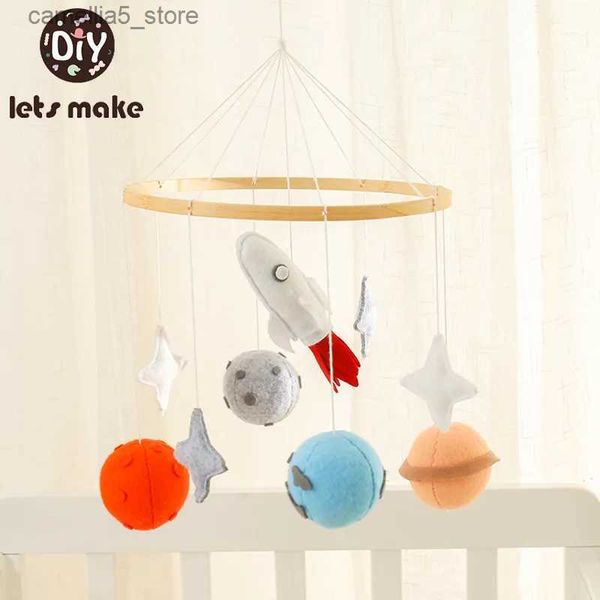 Mobiles # Hochets en bois pour bébé, feutre doux, dessin animé, fusée spatiale, étoile céleste, cloche de lit suspendue, berceau Mobile, jouets éducatifs Montessori pour tout-petits Q231017