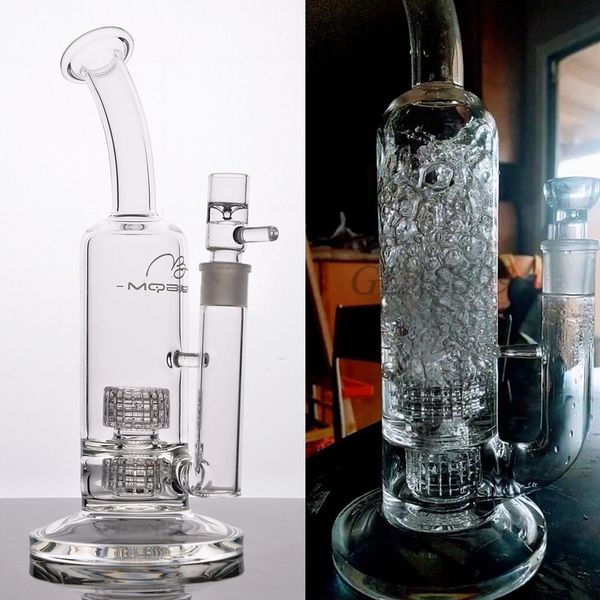 Mobius Glass Bongs Doble estereo Matriz Perch Hookahs Grueso Dab Rig Tubos de agua 18.8 mm Base pesada Reciclador Fab Fab Shisha Shisha