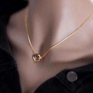 Collier de pendentif Ring Mobius 9999 Real Gold 24k Femmes Luxury Luxury 240515