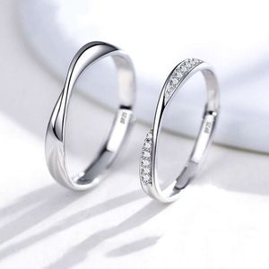Mobius zilver voor mannen en damesstaart Valentijnsdag geschenkpaar live ring