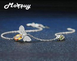 Mobuy Love Bee 925 Bracelet en argent sterling femme Citrine Gemmestones Bijoux de chaîne plaque d'or blanc MBHI0597328201