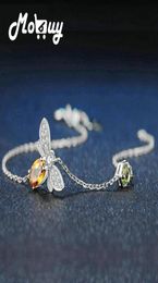 MobUy Love Bee 925 Sterling Placelet Woman Woman Citrine Gemstones Jewelry White Gold Chain Jewellery MBHI0594211641
