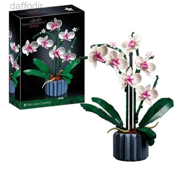 Moc Bouquet Orquídea bloque flor suculentas bloques en maceta aptos para kit romántico ensamblaje edificio juguete niña regalo 240308