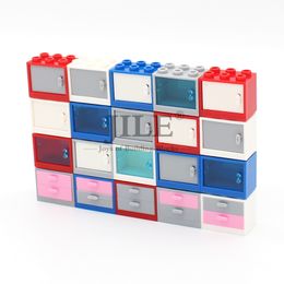 MOC stenen doos kast container 2x3x2 kasten met lade en deur compatibel 4532 4533 4536 bouwstenen meubels speelgoed