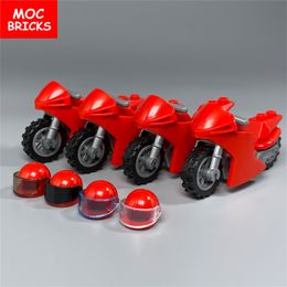 Mocos MOC Motorbiña Casco de motocicleta 4 cm Figura Accesorios de herramientas Modelo de construcción de vehículos de campo Juguetes para niños