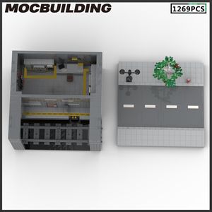 MOC Bouwstenen Subway Maintenance Room Urban Traffic Architectural Model Diy Bricks Creative Assembly Toys Christmas