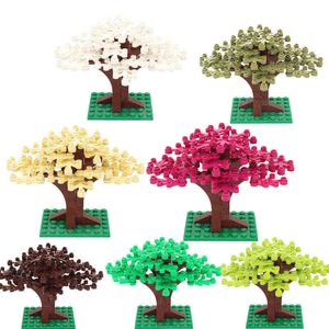 MOC ville vue sur la rue arbres plantes vente unique modèle blocs de construction jouets pour enfants bricolage arbre enfants cadeaux jouets éducatifs Y1130