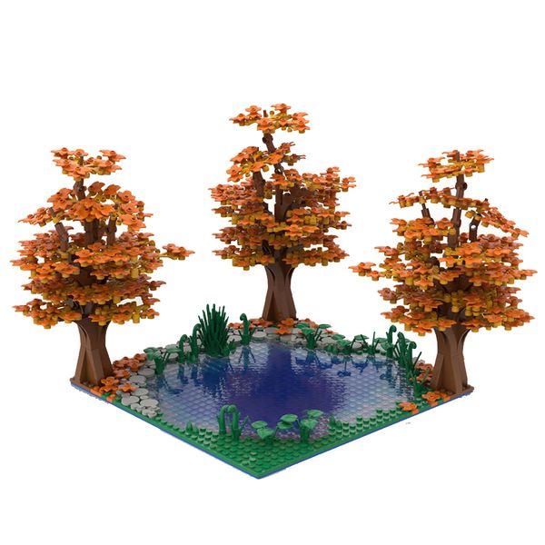 MOC Creative Lake Tree Automne View Scene Building Blocswings Assembly Bricks Bricks Toys for Children Gifts Home Decoration