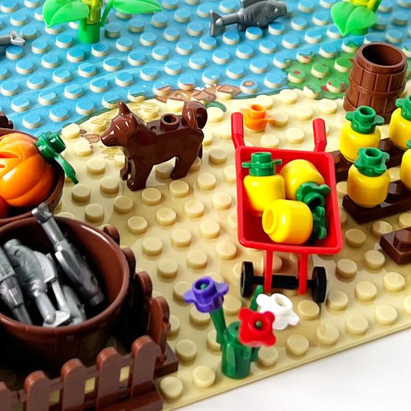 Moc Farm Cornfield Fish Pond Blocs de construction stables Assemblage DIY Toys éducatifs Animal Botanical Garden Scene Model Brick Gift