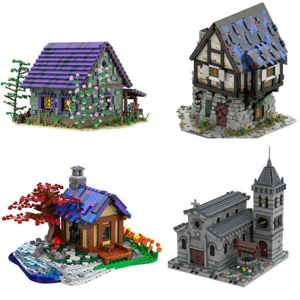 Moc bosque árbol casa modelo bloques de construcción Villa arquitectura DIY montaje partículas ladrillos juguete para niños regalos de cumpleaños Q0624