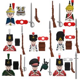 MOC Militaire Français Britannique Soldat Chiffres Blocs de Construction Armée Médiévale Guerres Napoléoniennes Fusilier Fusils Armes Briques Jouets 220715