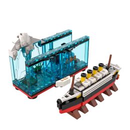 MOC Mini Ship The Sinking Micro Titanic Building Block Set Ship Wreck RMS Iceberg Shipwreck Display Movie Boat Bricks Gifts