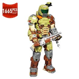 MOC Shooting Game Domented Slayer Mech Warrior Shooter Bloum Blocing Blocage Model Robot Assembly Brick DIY Toy Birthday