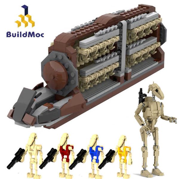 MOC Star Movie Droid Platoon Attack-Craft Building Blocks Space Battle Droids Figuras Transporte Battleship Bricks Kid Juguetes Regalos Q0624