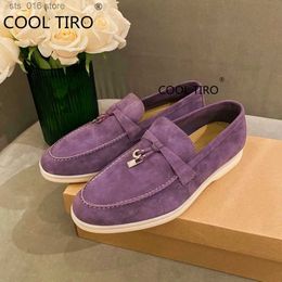 Moccasins Habille en daim Femmes Lazy Locs d'été Summer Salle de métal peu profond Slip sur les chaussures de conduite violets Purple Da43