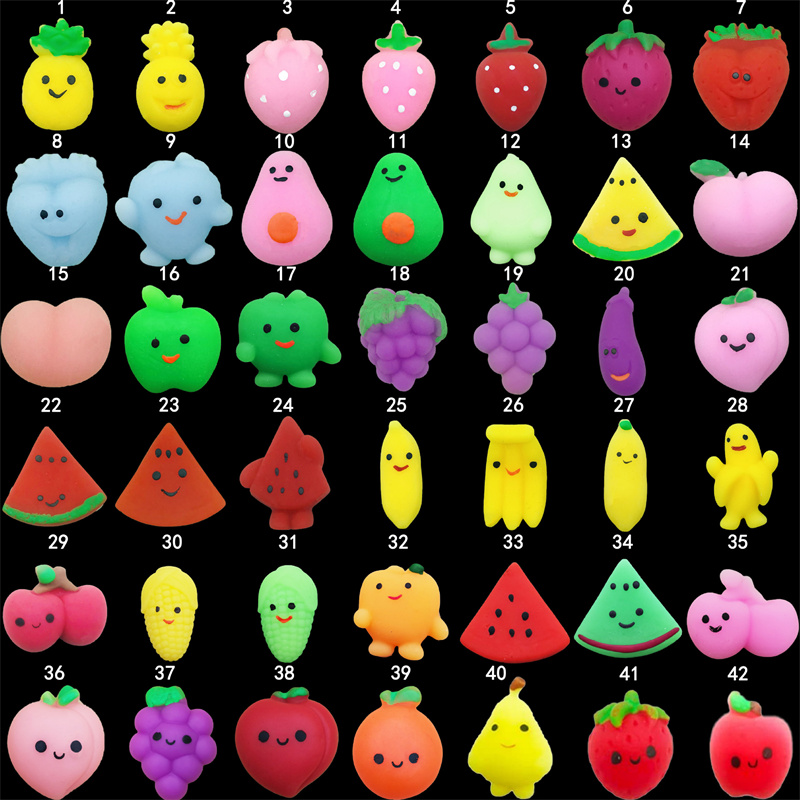 Mochi Squishy Brinquedos para festas Mini Kawaii Fruit Dinosaurs Halloween Christmas Pattern Squishies Toy for Kids Gift