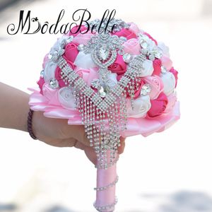 Modabelle Champagne or Bouquets De mariage artificiels broche Bouquet Vestido De Noiva cristal Bouquets De mariage Royal Blue224k