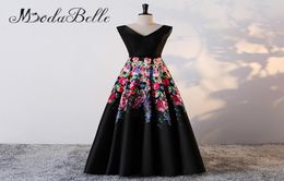 Modabelle Long Evening Dress 2018 Bloemprintpatroon Zwarte moeder van de bruid jurken V Neck Formal Prom Party Jurken4498262