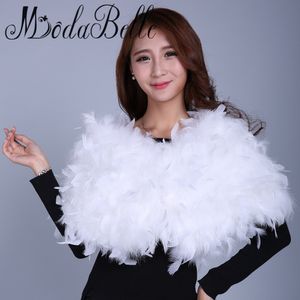 modabelle White Ostrich Feather Wraps Faux Fur Bolero Wedding Wedding Coat Bolero Mariage Evening Capes Formal Shrugs For Women