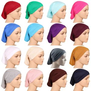 Bonnet tube monochromatique Modal, bonnet à bavette arabe en coton mercerisé à haute élasticité pour femmes