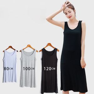 Vestido modal sin mangas de longitud corta y media tres falda con forro de fondo para mujer top ropa exterior suelta chaleco falda verano honda flexible