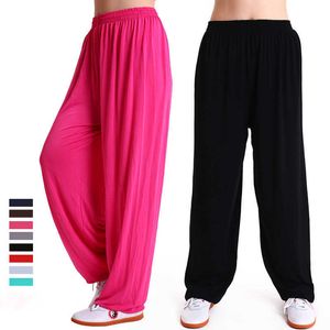 Pantalon de Yoga modal Taiji arts martiaux Fitness Kung Fu pantalon court course hommes femmes pantalon ample X0628