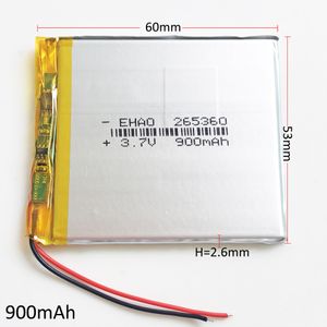 Model 265360 3.7V 900 MAH Lithium Polymer Lipo Oplaadbare Batterij voor MP3 MP4 DVD Pad Mobiele Telefoon GPS Power Bank Camera E-Books Recoder