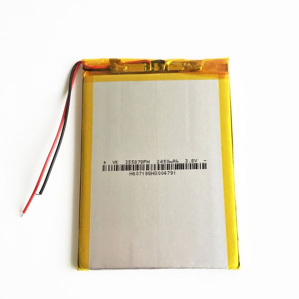 Modelo 355878 3,7 V 2450 mAh Li polímero batería recargable de litio celdas de alta capacidad para DVD PAD GPS banco de energía cámara grabadora de libros electrónicos