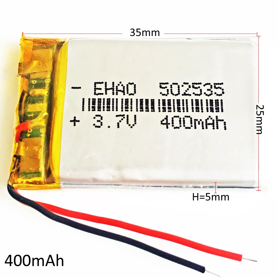 Modèle 502535 3.7V 400mAh Lithium Polymère Batterie Rechargeable