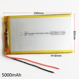 Model 6060100 3.7V 5000 MAH Lithium Polymer Li-Po oplaadbare batterij voor dvd-pad Mobiele telefoon GPS Power Bank Camera E-books Recoder TV Box