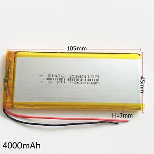 Model 7045105 3.7V 4000mAh lithium polymeer Lipo oplaadbare batterij voor dvd-pad Mobiele telefoon GPS Power Bank E-books recoder tv-doos
