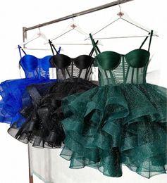 model Blink Emerald Korte Prom Cocktail Dres 2023 Little Black Dr Swetheart Gillter Ruches Mini Avondjurk Ocn a62g #