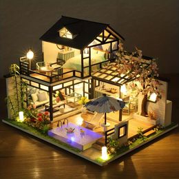 Modelbouw Assemblagehuis Poppenhuis Miniatuur Home Kit Creatieve kamer Slaapkamerdecoratie met meubels, DIY Handgemaakte 3D Puzzel Speelgoedcadeau, Geschikt voor