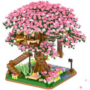 Kits de construcción de modelos 2138 Uds DIY decoloración flor de cerezo flor rosa árbol casa tren ensamblaje bloques de construcción juegos de ladrillos modelo clásicos KidL231216