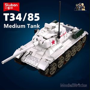 Model Building Kits 518 stks Sovjet-unie WW2 Militaire T34-85 Medium Tank Model Bricks Soldaat Cijfers Bouwstenen Sets Educatief Speelgoed voor Jongens Z0404