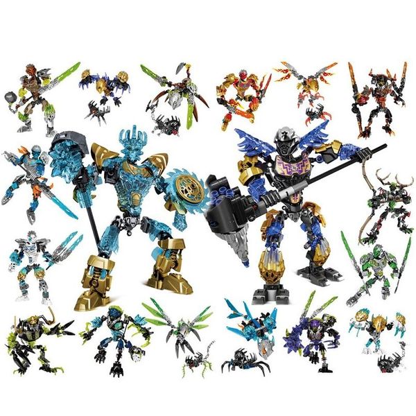 Kits de construcción de modelos Serie Bionicle Figuras de acción Bloques de juguetes Set para niños Navidad Niño Regalo de cumpleaños Robot Compatible Major 220429 Dh8Fr