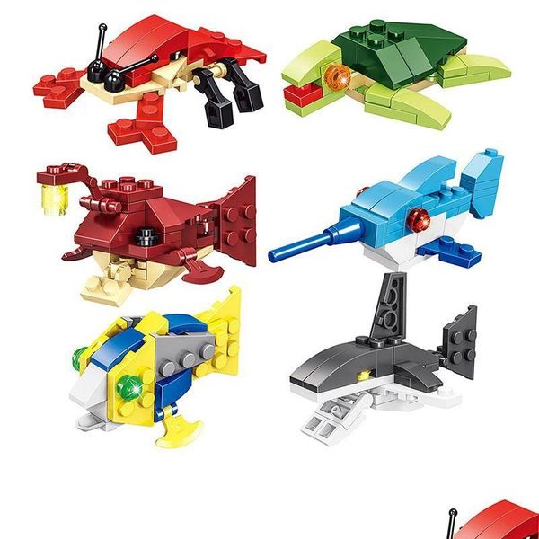 Kits de construction de modèles Blocs Capsule Toy Dinosaur Egg Zoology Auto Cars Trains City DIY Creative Bricks Toys Gift for Children Drop Deli Ot3zt