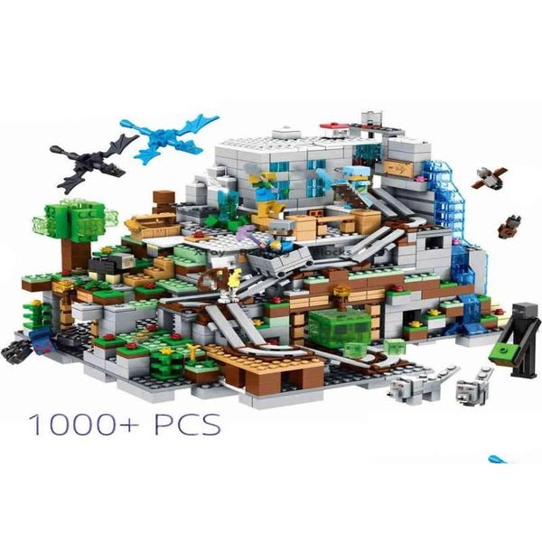 Kits de construction de modèles Cave Ascenseur Village Tree House Building Block avec des chiffres compatibles 21137 My World Bricks Set Cadeaux Jouets X0503 Otqpw