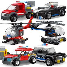Modèle de construction kits de la ville de police de police incendie hélicoptère camion moc swat