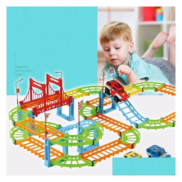 Kits de construcción de modelos Coaster DIY Tramway Rail Coche eléctrico Ram 1500 Bloques de construcción de ladrillos Asamblea Educación de alta velocidad Juguetes Chi Dhdwm