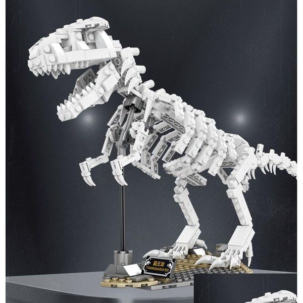 Kits de construcción de modelos Dinosaur Toy Jurassic World Party Kit de esqueleto luminoso Build Block Decoración Pequeña partícula Lepin Navidad Fo Dhejc