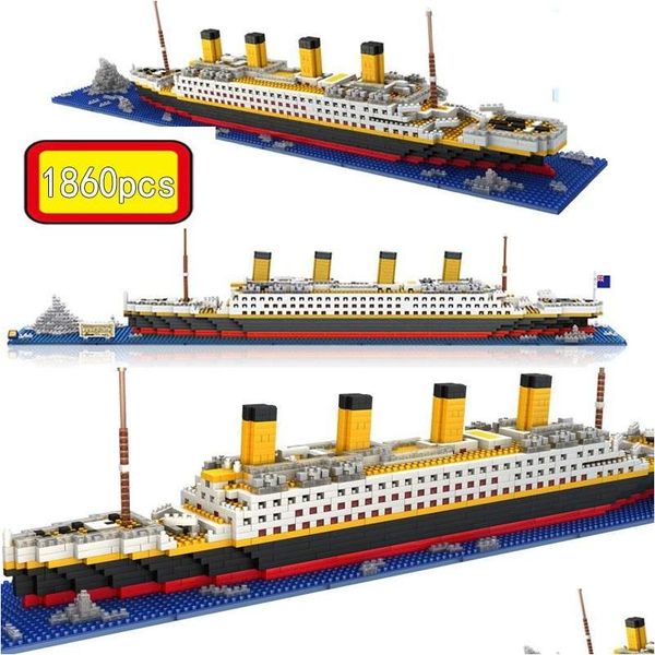 Kits de construcción de modelos Mini bloques Lepin Brick Titanic Modelo Barco Crucero Ladrillos Barco Accesorio DIY Diamond Building Block Kit Juguetes para Ki Dhkvy