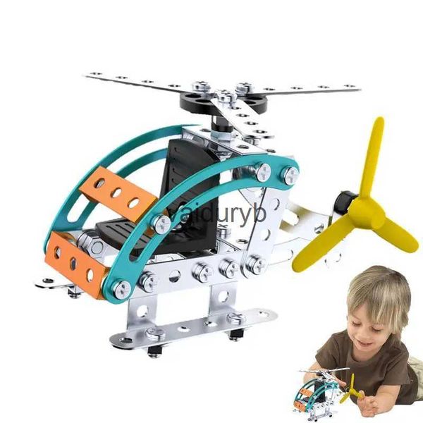 Kits de construction de modèles Mini hélicoptères 3D Hélicoptère en métal DIY Jouet d'assemblage Enfants Jouet de construction d'avion éducatif Style mécanique Ornementvaiduryb