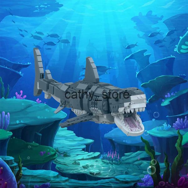 Kits de construction de modèles MOC Ocean Overlords-Great-White Whale Building Blocks Jaws Animal Sawtooth Shark Bricks DIY Education Toys Children Gift x0705