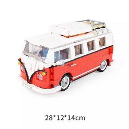 Kits de construcción de modelos Nuevo 1354 Uds Creator Technic Series T1 Camper Van Bloques de construcción Coche Modelo Ladrillos Autobús 21001 Juguetes para niños L230912