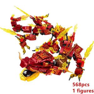 Kits de construction Nouveau feu vague de chaleur transformant la flamme de lave Dragons combattant Titan saison 14 blocs de construction volants ensembles de modèles classiques briques Kit enfant L231216