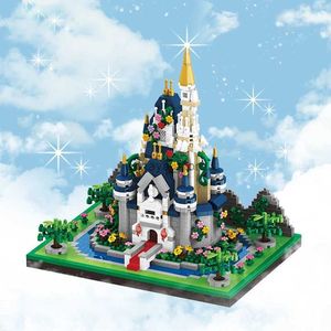 Kits de construcción de modelos Castillo de princesa Bloques de construcción Conjunto de modelos Rosa Azul Iglesia Ciudad Ladrillos de dibujos animados clásicos Juguetes de construcción Decoraciones para el hogar para adultos L231216