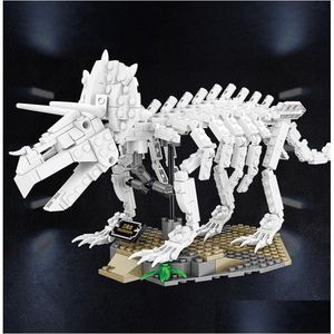 Kits de construcción de modelos Venta al por mayor Bloque de construcción de dinosaurios Hueso personalizado Ladrillos de esqueleto luminoso Juguete de partículas pequeñas Lepin Navidad para Drop Dhmjr