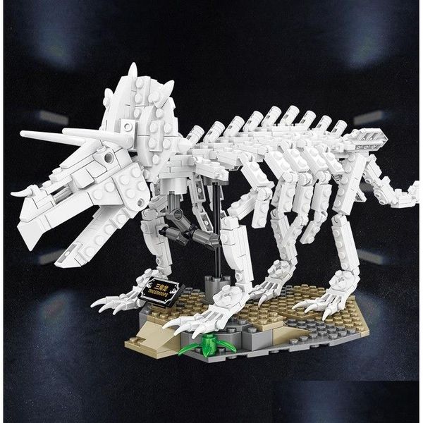 Kits de construction de modèles en gros dinosaure construire bloc personnalisé os squelette lumineux modèle briques petites particules jouet Lepin Noël pour D Dhsbh