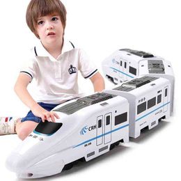 Modelo de coches de ferrocarril eléctrico, juguetes para niños, tren de simulación fundido a presión, sonido ligero, música, locomotora educativa, regalo de Navidad 0915
